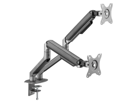 Brateck LDT63-C024 Dual Monitor Economical Spring-Assisted Monitor Arm - Space Grey