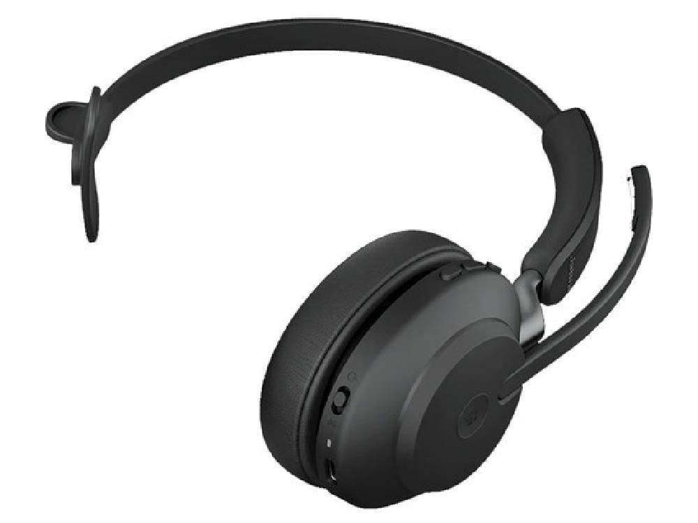Jabra Evolve2 65 MS Teams Mono Bluetooth Headset with Charging Stand and Link390 Adapter - Black