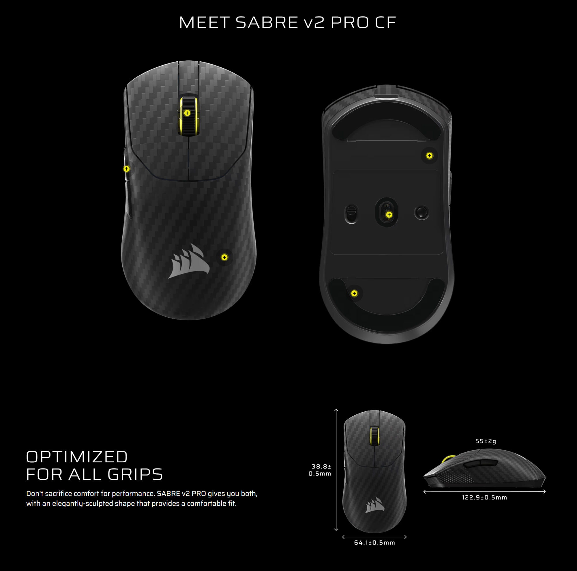 Corsair Sabre v2 Pro Carbon Fiber Wireless Gaming Mouse - Black product details