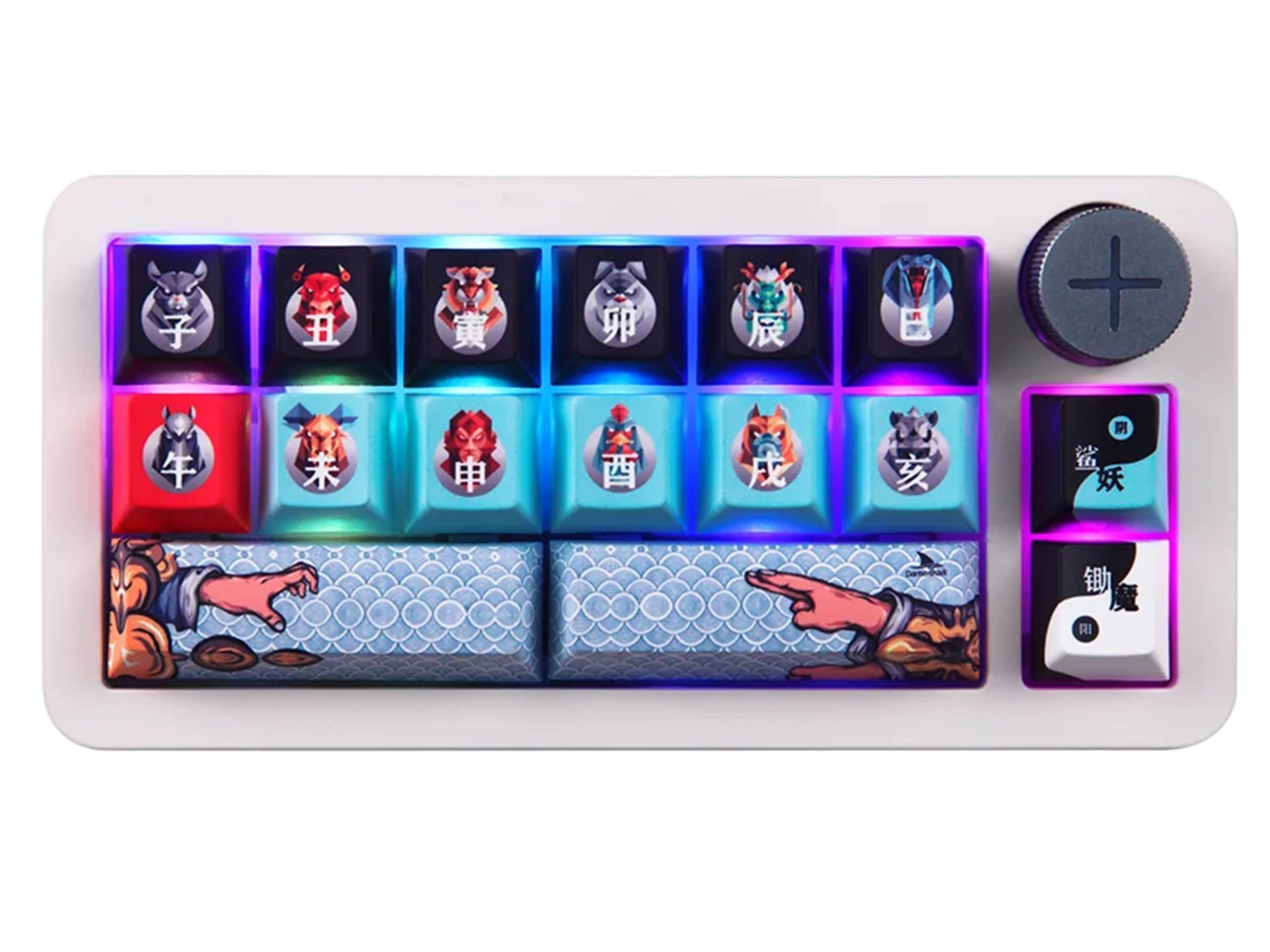 Darmoshark SK16 Tri-mode Huano Purple Switch Gaming Keypad - White