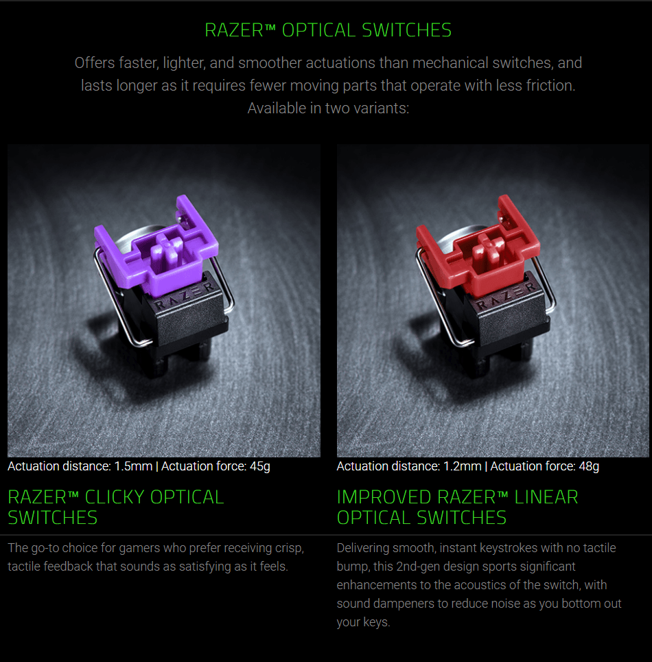 Razer Huntsman Mini 60% Opto-Mechanical Chroma Gaming Keyboard - Mercury Edition - Clicky Purple product details