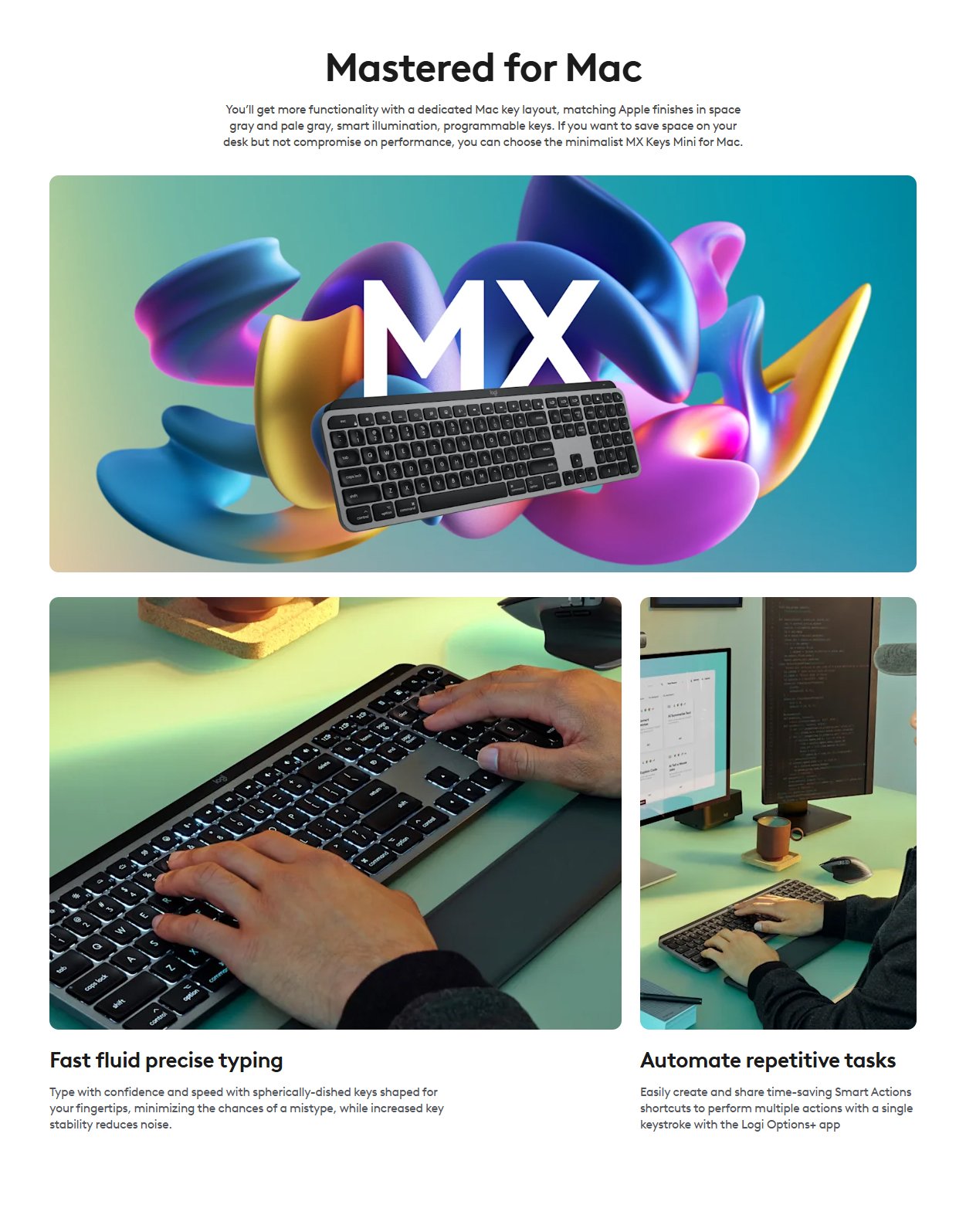 Logitech MX Keys S Wireless for Mac Keyboard - Space Grey product details