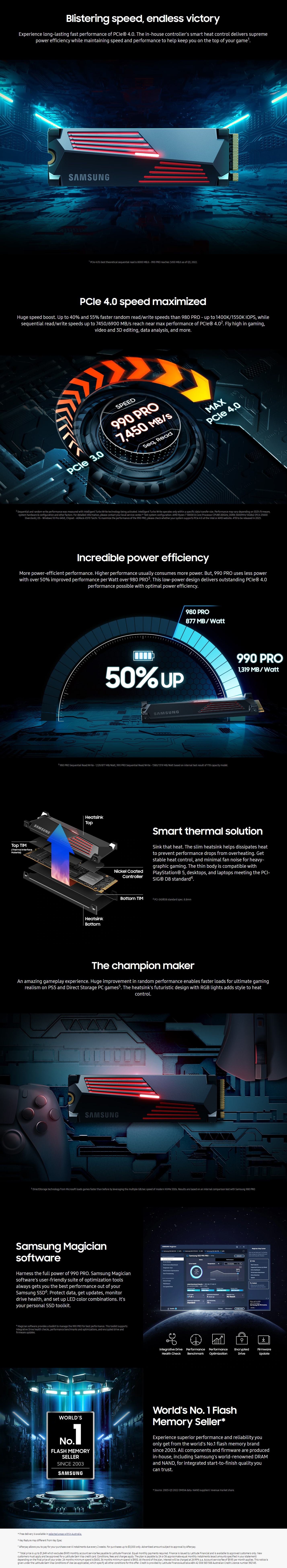Samsung 990 Pro 4TB PCIe Gen4 NVMe M.2 SSD with Heatsink product details