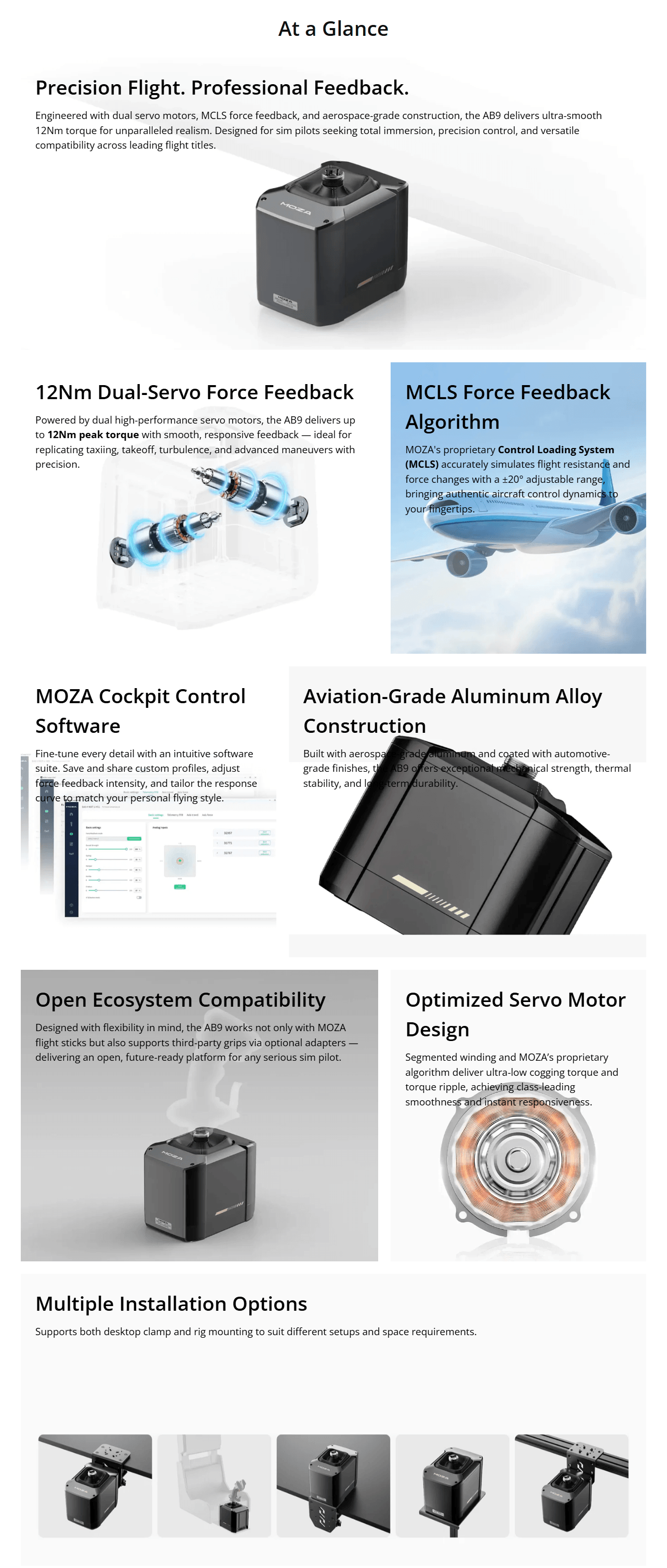 MOZA AB9 Active Force Feedback Base product details