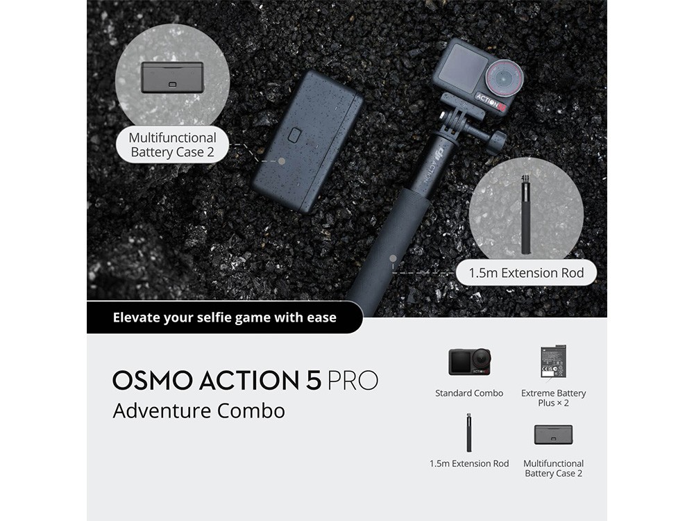 DJI Osmo Action 5 Pro 40MP 1/1.3" CMOS 4K/120fps 47GB Action Camera (Adventure Combo)