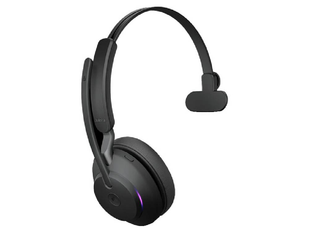 Jabra Evolve2 65 MS Teams Mono Bluetooth Headset with Charging Stand and Link390 Adapter - Black