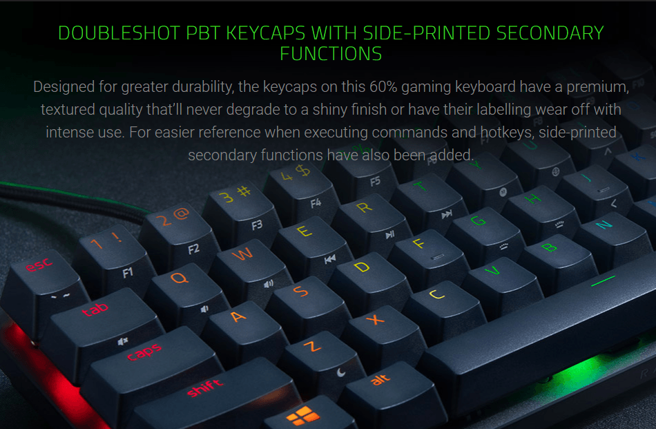 Razer Huntsman Mini 60% Opto-Mechanical Chroma Gaming Keyboard - Mercury Edition - Clicky Purple product details