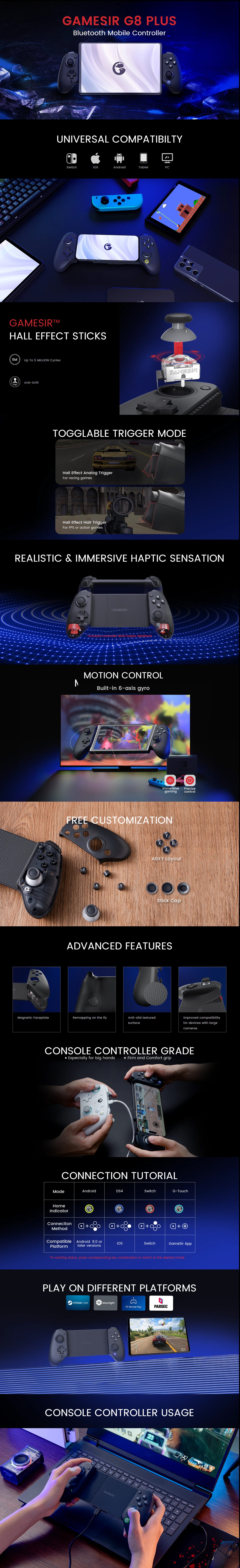 GameSir G8+ Bluetooth Mobile Controller product details