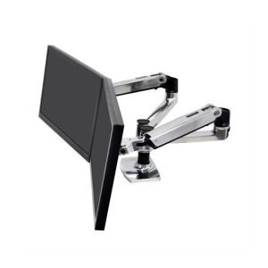 Ergotron LX Dual Side by Side Arm Desk Mount Polished Aluminium