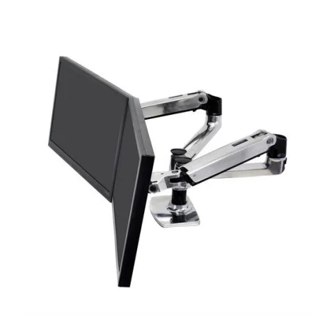 Ergotron LX Dual Side by Side Arm Desk Mount Polished Aluminium