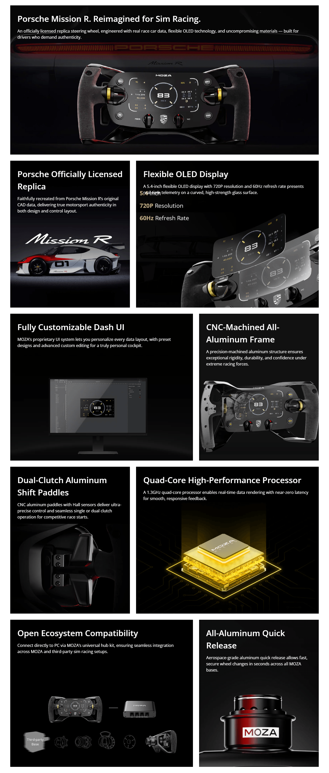 MOZA Porsche Mission R Steering Wheel product details