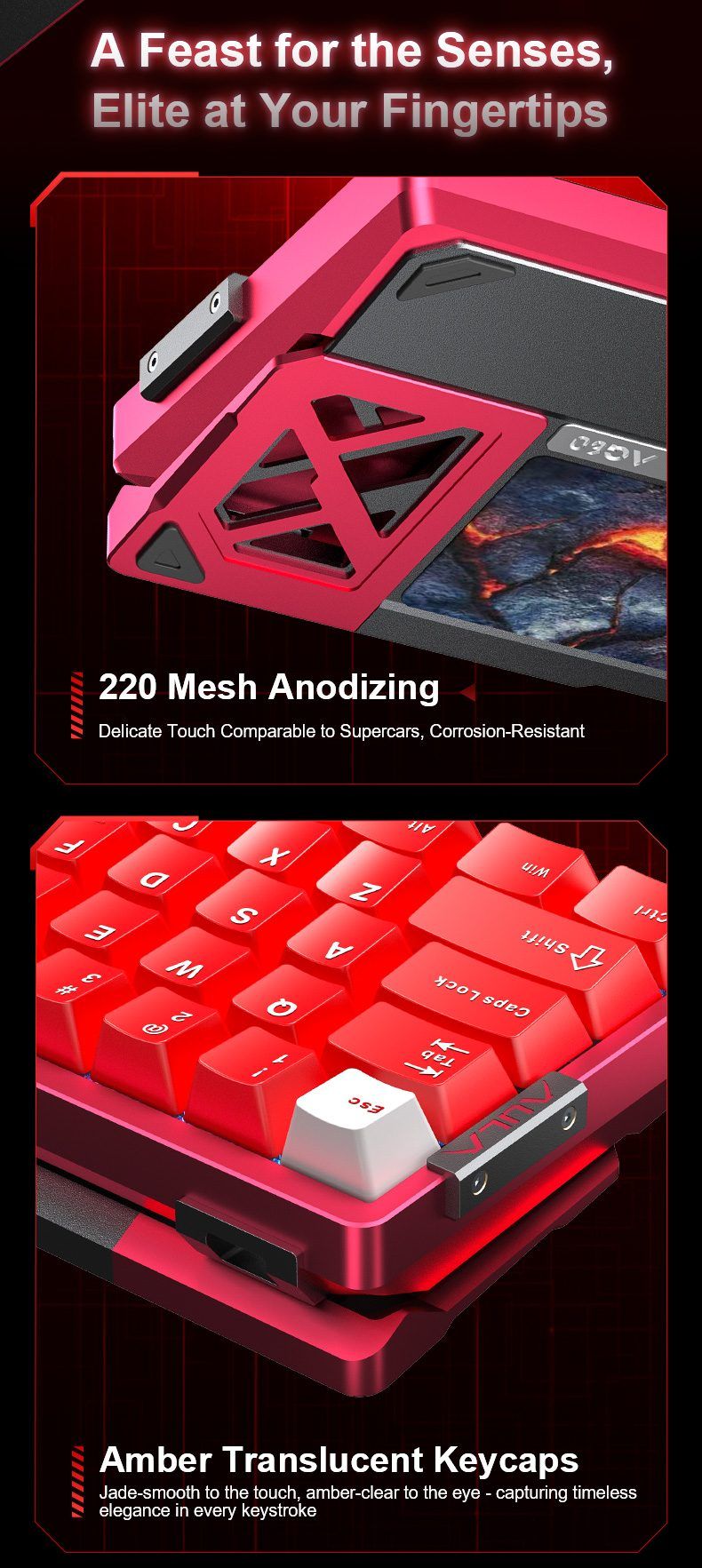 Aula AG60 Aluminum CNC Aluminum Body Aether Magnetic Switch Wired Keyboard - White & Red product details
