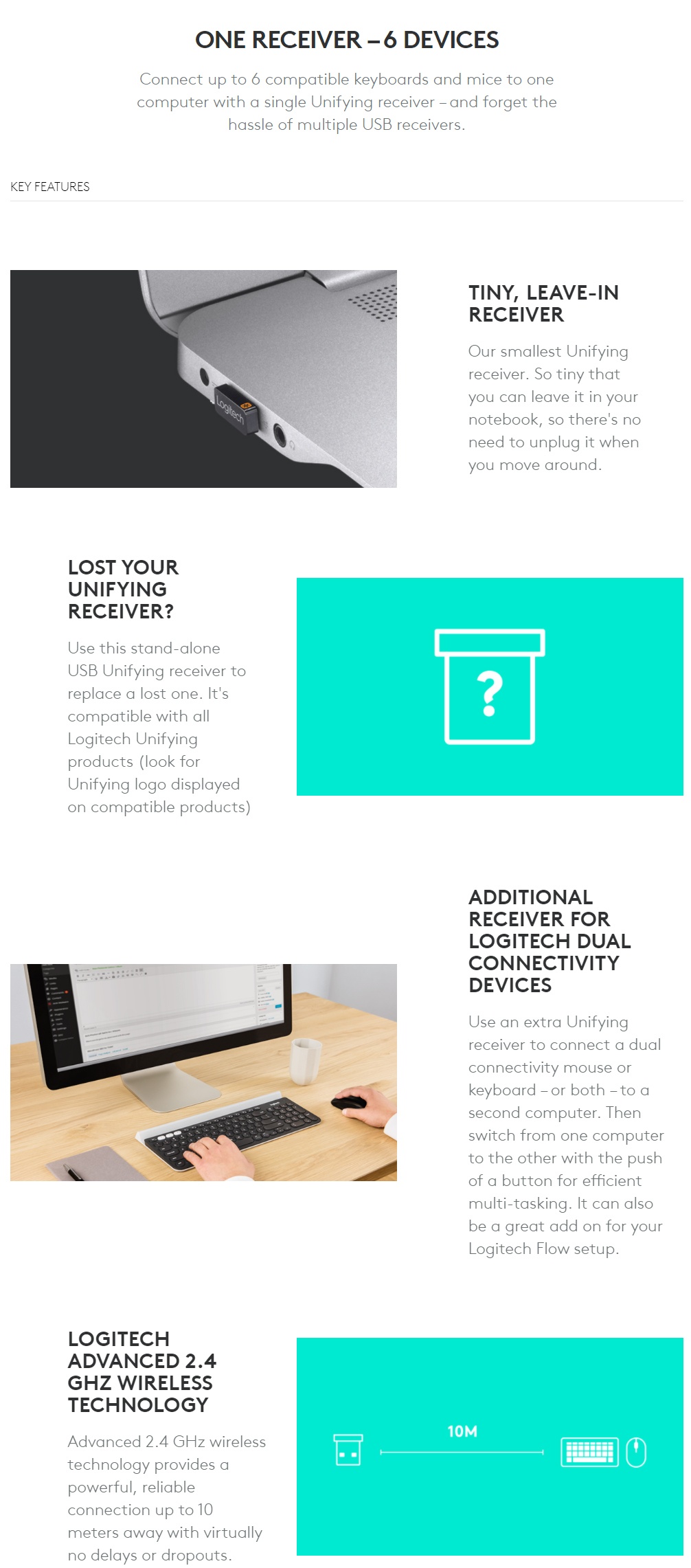 Logitech USB Unifying Receiver product details