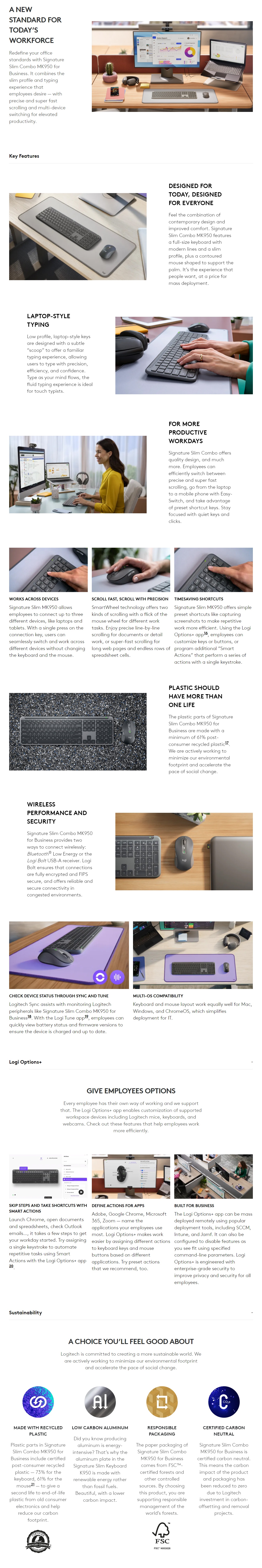 Logitech MK950 Wireless Signature Slim Mouse And Keyboard Combo - Graphite product details